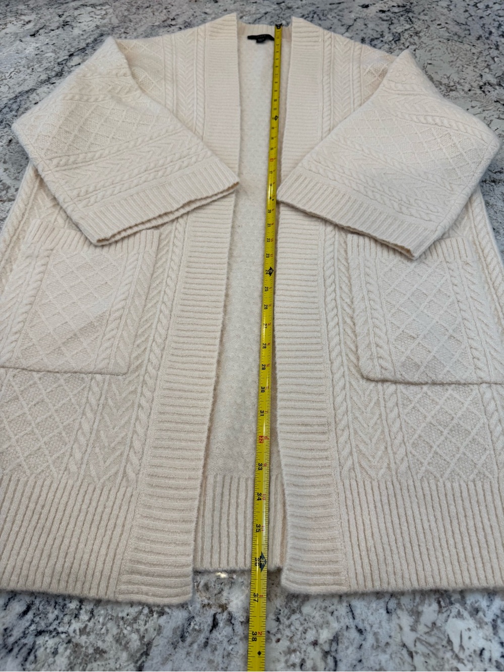 J.Crew Cable Knit Long Cardigan XS/S Merino Wool Alpaca Ivory - Picture 5 of 10